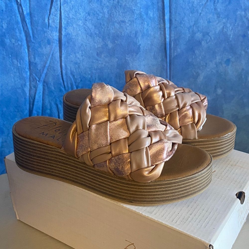 Blowfish Malibu Braided Platform Sandals - Bronze, sz 8.5, SL4-1502S003